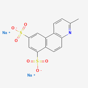 molecular formula C14H9NNa2O6S2 B12763603 Benzo(f)quinoline-7,9-disulfonic acid, 3-methyl-, disodium salt CAS No. 70851-58-0