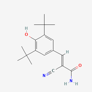 molecular formula C18H24N2O2 B12763680 beta-Carbamoyl-beta-cyano-3,5-di-tert-butyl-4-hydroxystyrene CAS No. 83677-19-4