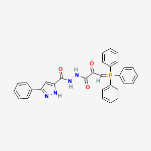 molecular formula C31H25N4O3P B12763720 1H-Pyrazole-3-carboxylic acid, 5-phenyl-, 2-(1,2-dioxo-3-(triphenylphosphoranylidene)propyl)hydrazide CAS No. 149990-87-4