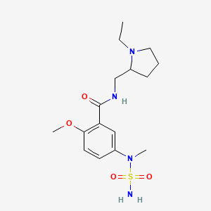 molecular formula C16H26N4O4S B12763730 5-((Aminosulfonyl)methylamino)-N-((1-ethyl-2-pyrrolidinyl)methyl)-2-methoxybenzamide CAS No. 90763-43-2