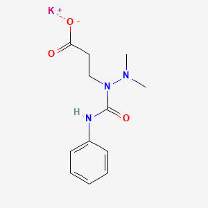 molecular formula C12H16KN3O3 B12763738 Propanoic acid, 3-(2,2-dimethyl-1-((phenylamino)carbonyl)hydrazino)-, monopotassium salt CAS No. 96804-21-6