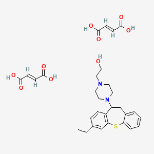 molecular formula C30H36N2O9S B12763758 3-Ethyl-11-(4-(2-hydroxyethyl)piperazino)-10,11-dihydrodibenzo(b,f)thiepin bis(maleate) CAS No. 84964-87-4