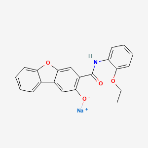 molecular formula C21H16NNaO4 B12763820 3-Dibenzofurancarboxamide, N-(2-ethoxyphenyl)-2-hydroxy-, monosodium salt CAS No. 71113-19-4