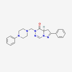 molecular formula C22H24N6O B12763831 Pyrazolo(1,5-d)(1,2,4)triazin-4(5H)-one, 3,3a-dihydro-2-phenyl-5-((4-phenyl-1-piperazinyl)methyl)- CAS No. 148680-50-6