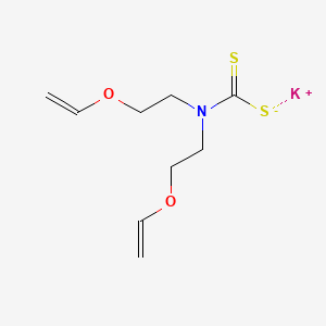 molecular formula C9H14KNO2S2 B12763879 Carbamodithioic acid, bis(2-(ethenyloxy)ethyl)-, potassium salt CAS No. 127695-08-3