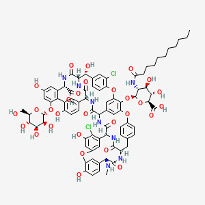 Ristomycin A aglycone, 5,31-dichloro-7-demethyl-64-O-demethyl-19-deoxy-56-O-(2-deoxy-2-((1-oxoundecyl)amino)-beta-D-glucopyranuronosyl)-42-o-alpha-D-mannopyranosyl-N15-methyl-