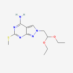 molecular formula C12H19N5O2S B12763947 2H-Pyrazolo(3,4-d)pyrimidin-4-amine, 2-(2,2-diethoxyethyl)-6-(methylthio)- CAS No. 153901-75-8