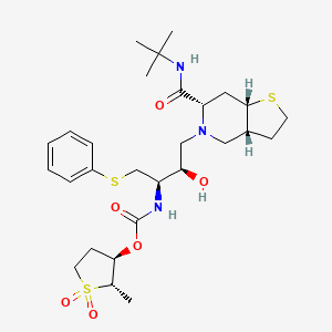 5-(3(R)-(((2(S)-trans-Methyl-1,1-dioxotetrahydro-3(R)-thienyloxy)carbonyl)amino)-4-(phenylthio)-2(R)-hydroxybutyl)-N-(1,1-dimethylethyl)octahydrothieno(3,2-c)pyridine-6(R)-carboxamide