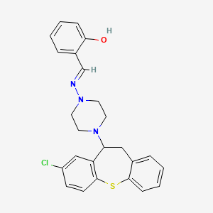 molecular formula C25H24ClN3OS B12764038 2-(((4-(8-Chloro-10,11-dihydrodibenzo(b,f)thiepin-10-yl)-1-piperazinyl)imino)methyl)phenol CAS No. 86758-98-7