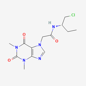 (-)-1,2,3,6-Tetrahydro-N-(1-(chloromethyl)propyl)-1,3-dimethyl-2,6-dioxo-7H-purine-7-acetamide