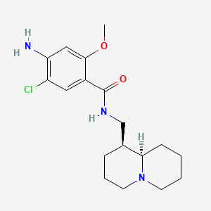 molecular formula C18H26ClN3O2 B12764069 Benzamide, 4-amino-5-chloro-2-methoxy-N-((octahydro-2H-quinolizin-1-yl)methyl)-, (1S-trans)- CAS No. 177187-62-1