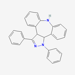 molecular formula C27H21N3 B12764081 1,3a,8,12b-Tetrahydro-1,3-diphenyldibenzo(b,f)pyrazolo(3,4-d)azepine CAS No. 85008-85-1