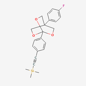 molecular formula C22H23FO3Si B12764084 Silane, ((4-(4-(4-fluorophenyl)-2,6,7-trioxabicyclo(2.2.2)oct-1-yl)phenyl)ethynyl)trimethyl- CAS No. 131505-62-9