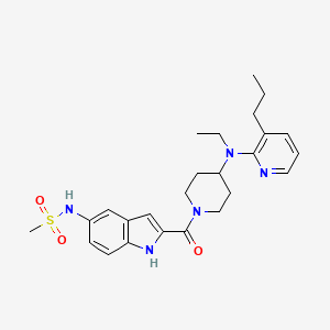 molecular formula C25H33N5O3S B12764112 4-Piperidinamine, N-ethyl-1-((5-((methylsulfonyl)amino)-1H-indol-2-yl)carbonyl)-N-(3-propyl-2-pyridinyl)- CAS No. 179556-37-7