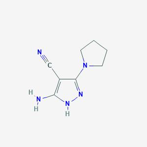 molecular formula C8H11N5 B1276414 3-氨基-5-(吡咯烷-1-基)-1h-吡唑-4-腈 CAS No. 1119391-48-8