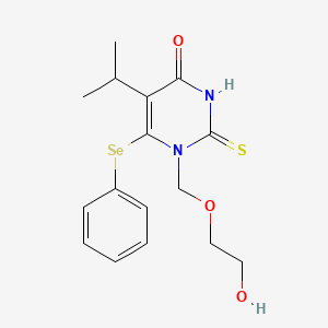 4(1H)-Pyrimidinone, 2,3-dihydro-1-((2-hydroxyethoxy)methyl)-5-(1-methylethyl)-6-(phenylseleno)-2-thioxo-