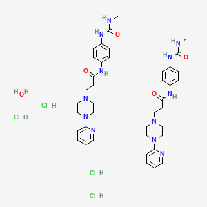 N-[4-(methylcarbamoylamino)phenyl]-3-(4-pyridin-2-ylpiperazin-1-yl)propanamide;hydrate;tetrahydrochloride