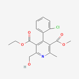 molecular formula C18H18ClNO5 B12764835 3-O-ethyl 5-O-methyl 4-(2-chlorophenyl)-2-(hydroxymethyl)-6-methylpyridine-3,5-dicarboxylate CAS No. 114011-50-6