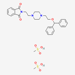 molecular formula C31H39N3O9S2 B12764860 1-(2-(Benzhydryloxy)ethyl)-4-(2-(phthalimido)ethyl)piperazine dimethanesulfonate CAS No. 116685-89-3