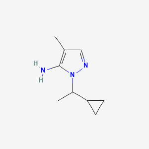 molecular formula C9H15N3 B1276549 1-(1-Cyclopropylethyl)-4-methyl-1H-pyrazol-5-amine CAS No. 957514-22-6