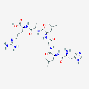 molecular formula C29H51N11O7 B1276563 (2S)-2-[[(2S)-2-[[(2S)-2-[[2-[[(2S)-2-[[(2S)-2-amino-3-(1H-imidazol-5-yl)propanoyl]amino]-4-methylpentanoyl]amino]acetyl]amino]-4-methylpentanoyl]amino]propanoyl]amino]-5-(diaminomethylideneamino)pentanoic acid CAS No. 66157-45-7