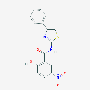 molecular formula C16H11N3O4S B127661 2-羟基-5-硝基-N-(4-苯基-1,3-噻唑-2-基)苯甲酰胺 CAS No. 74675-84-6