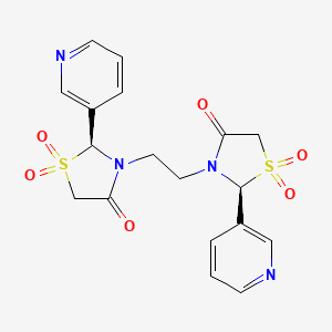 4-Thiazolidinone, 3,3'-(1,2-ethanediyl)bis(2-(2-pyridinyl)-, 1,1,1',1'-tetroxide, (R*,R*)-(+-)-