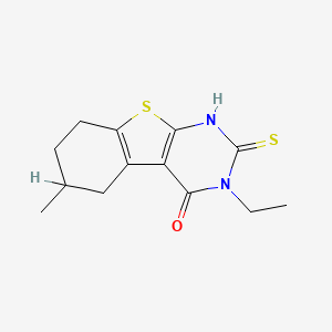 3-Ethyl-6-methyl-2,3,5,6,7,8-hexahydro-2-thioxo-(1)benzothieno(2,3-d)pyrimidin-4(1H)-one