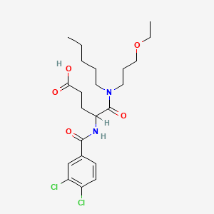 molecular formula C22H32Cl2N2O5 B12766269 (+-)-4-((3,4-Dichlorobenzoyl)amino)-5-((3-ethoxypropyl)pentylamino)-5-oxopentanoic acid CAS No. 111106-12-8