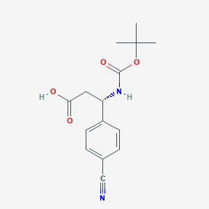 molecular formula C15H18N2O4 B1276645 (S)-3-((tert-Butoxycarbonyl)amino)-3-(4-cyanophenyl)propanoic acid CAS No. 500770-82-1