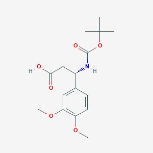 molecular formula C16H23NO6 B1276682 (S)-3-((叔丁氧羰基)氨基)-3-(3,4-二甲氧基苯基)丙酸 CAS No. 499995-84-5