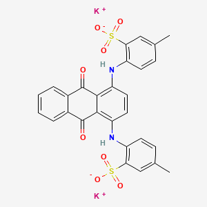 molecular formula C28H20K2N2O8S2 B12766848 Dipotassium 4,4'-((9,10-dihydro-9,10-dioxo-1,4-anthrylene)diimino)bis(toluene-3-sulphonate) CAS No. 83044-88-6