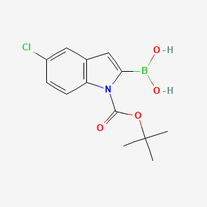 molecular formula C13H15BClNO4 B1276753 1-Boc-5-氯-1h-吲哚-2-硼酸 CAS No. 475102-12-6