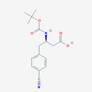 molecular formula C16H20N2O4 B1276791 (R)-3-((tert-butoxycarbonyl)amino)-4-(4-cyanophenyl)butanoic acid CAS No. 269726-86-5