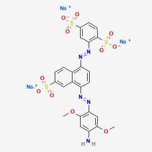 1,4-Benzenedisulfonic acid, 2-((4-((4-amino-2,5-dimethoxyphenyl)azo)-6-sulfo-1-naphthalenyl)azo)-, trisodium salt