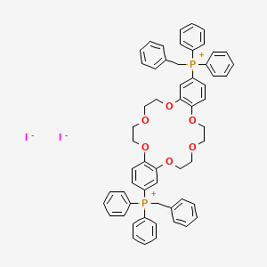 Phosphonium, (6,7,9,10,17,18,20,21-octahydrodibenzo(b,k)(1,4,7,10,13,16)hexaoxacyclooctadecin-2,14-diyl)bis(diphenyl(phenylmethyl)-, diiodide