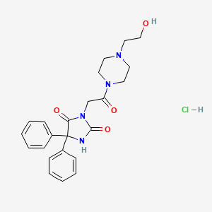 Hydantoin, 5,5-diphenyl-3-(2-(4-(2-hydroxyethyl)-1-piperazinyl)-2-oxoethyl)-, hydrochloride