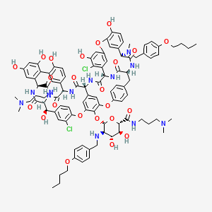 Ristomycin A aglycone, N15-((4-butoxyphenyl)methyl)-56-O-(2-(((4-butoxyphenyl)methyl)amino)-N-(3-(dimethylamino)propyl)-betaD-glucopyranuronamidosyl)-5,31-dichloro-38-de(methoxycarbonyl)-7-demethyl-19-deoxy-38-(((3-(dimethylamino)carbonyl)-N15-methyl-