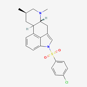 molecular formula C22H23ClN2O2S B12768952 (8beta)-1-((4-Chlorophenyl)sulfonyl)-6,8-dimethylergoline CAS No. 129134-95-8