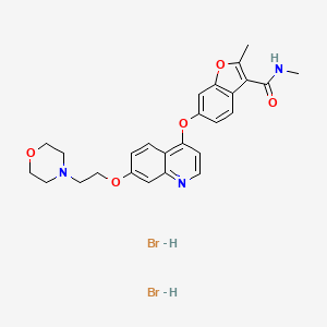 molecular formula C26H29Br2N3O5 B12768960 N,2-dimethyl-6-[7-(2-morpholin-4-ylethoxy)quinolin-4-yl]oxy-1-benzofuran-3-carboxamide;dihydrobromide CAS No. 923955-37-7