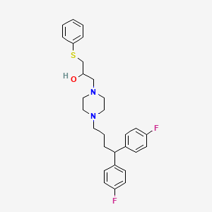 molecular formula C29H34F2N2OS B12768975 4-(4,4-Bis(4-fluorophenyl)butyl)-alpha-((phenylthio)methyl)-1-piperazineethanol CAS No. 143759-66-4