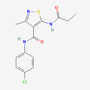 4-Isothiazolecarboxamide, N-(4-chlorophenyl)-3-methyl-5-((1-oxopropyl)amino)-