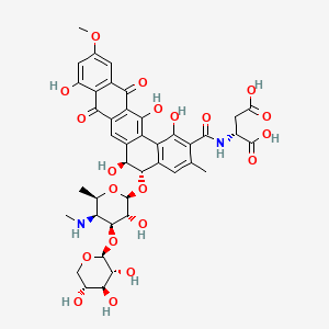 D-Aspartic acid, N-((5-((4,6-dideoxy-4-(methylamino)-3-O-beta-D-xylopyranosyl-betaD-galactopyranosyl)oxy)-5,6,8,13-tetrahydro-1,6,9,14-tetrahydroxy-11-methoxy-3-methyl-8,13-dioxobenzo(a)naphthacen-2-yl)carbonyl)-, (5S-trans)-