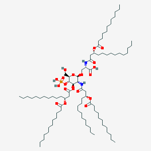 Dodecanoic acid, (1R)-1-(2-(((1S)-1-carboxy-2-((2-deoxy-3-O-((3R)-1-oxo-3-((1-oxododecyl)oxy)tetradecyl)-2-(((3R)-1-oxo-3-((1-oxododecyl)oxy)tetradecyl)amino)-4-O-phosphono-beta-D-glucopyranosyl)oxy)ethyl)amino)-2-oxoethyl)dodecyl ester