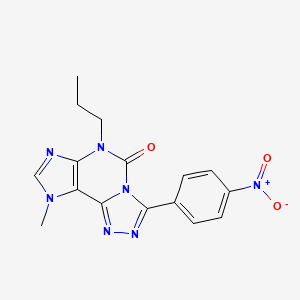 5H-1,2,4-Triazolo(3,4-i)purin-5-one, 6,9-dihydro-9-methyl-3-(4-nitrophenyl)-6-propyl-