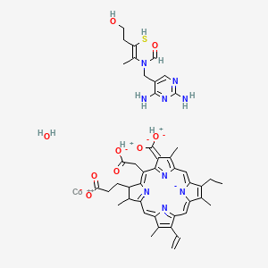 Cobaltate(2-), aqua(18-carboxy-20-(carboxymethyl)-8-ethenyl-13-ethyl-2,3-dihydro-3,7,12,17-tetramethyl-21H,23H-porphine-2-propanoato(5-)-N(sup 21),N(sup 22),N(sup 23),N(sup 24))(N-((2,4-diamino-5-pyrimidinyl)methyl)-N-(4-hydroxy-2-mercapto-1-methyl-1-butenyl)formamide)-, dihydrogen, ((OC-6-24)-(2S-trans))-