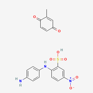 molecular formula C19H17N3O7S B12769262 2-(4-Aminoanilino)-5-nitrobenzenesulfonic acid;2-methylcyclohexa-2,5-diene-1,4-dione CAS No. 68411-29-0