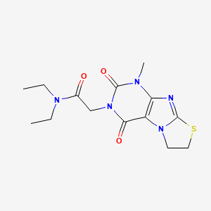 Thiazolo(2,3-f)purine-3(2H)-acetamide, 1,4,6,7-tetrahydro-N,N-diethyl-2,4-dioxo-1-methyl-