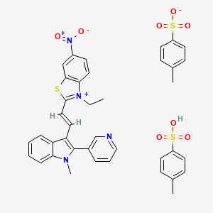 3-Ethyl-2-(2-(1-methyl-2-(3-pyridyl)indol-3-yl)vinyl)-6-nitrobenzothiazolium p-toluenesulfonate, mono-p-toluenesulfonate