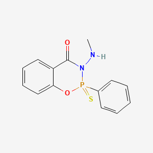 molecular formula C14H13N2O2PS B12769330 2-Phenyl-3-methylamino-2,3-dihydro-4H-1,3,2-benzoxazaphosphorin-4-one 2-sulfide CAS No. 198767-49-6